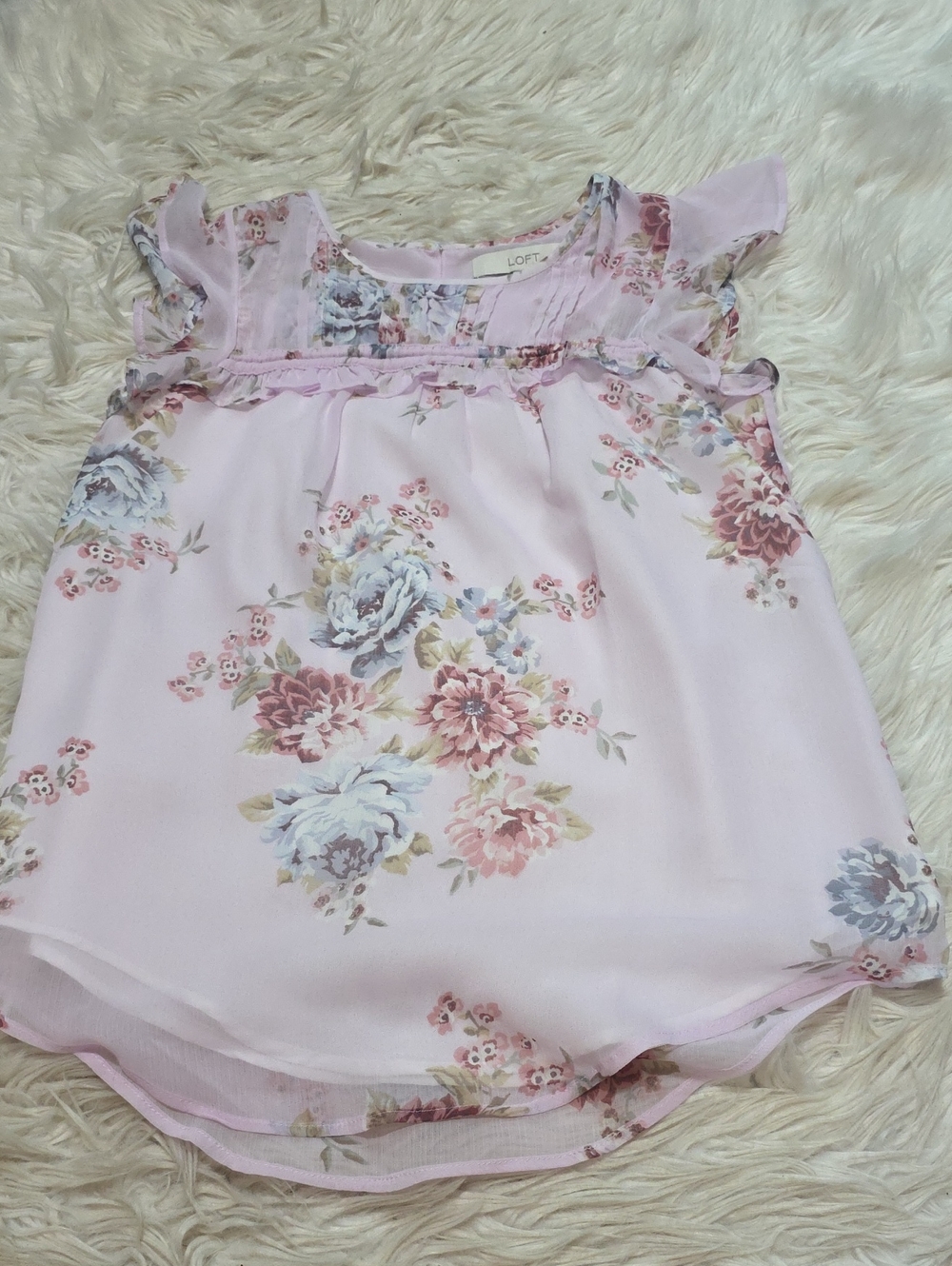 Loft Floral Ruffle Blouse- XS
